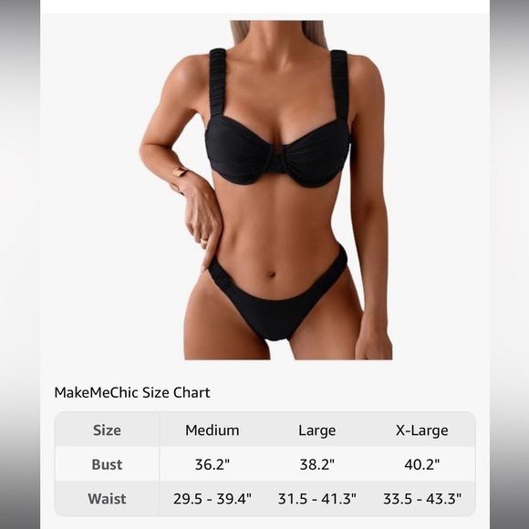 MakeMeChic Women's 2 Piece Bathing Suit Underwire High Cut Bikini Set Swimsuit - Picture 2 of 5
